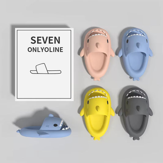 Summer Beach Shark Slippers Men Shark Slides Men Bathroom Flip Flops Adult Home Anti-Skid Flat Couple Children'S Funny Sandals