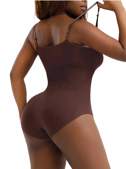 V Neck Spaghetti Strap Bodysuits Compression Body Suits Open Crotch Shapewear Slimming Body Shaper Smooth Out Bodysuit